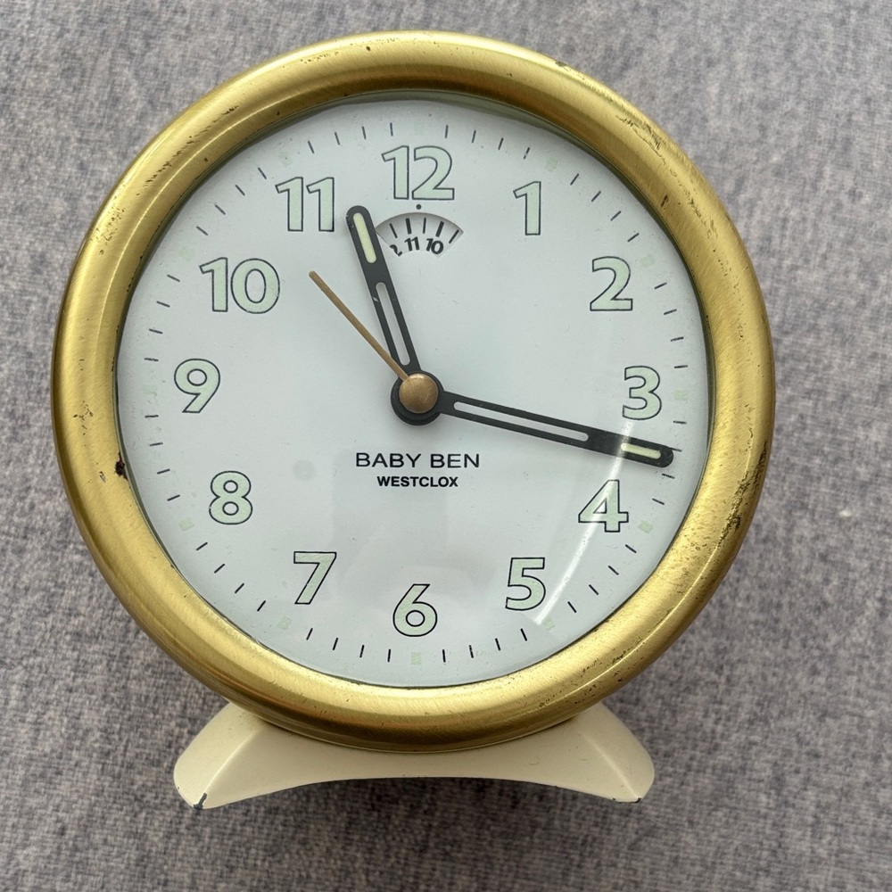 Westclox Baby Ben Vintage Alarm Clock in Gold and Cream